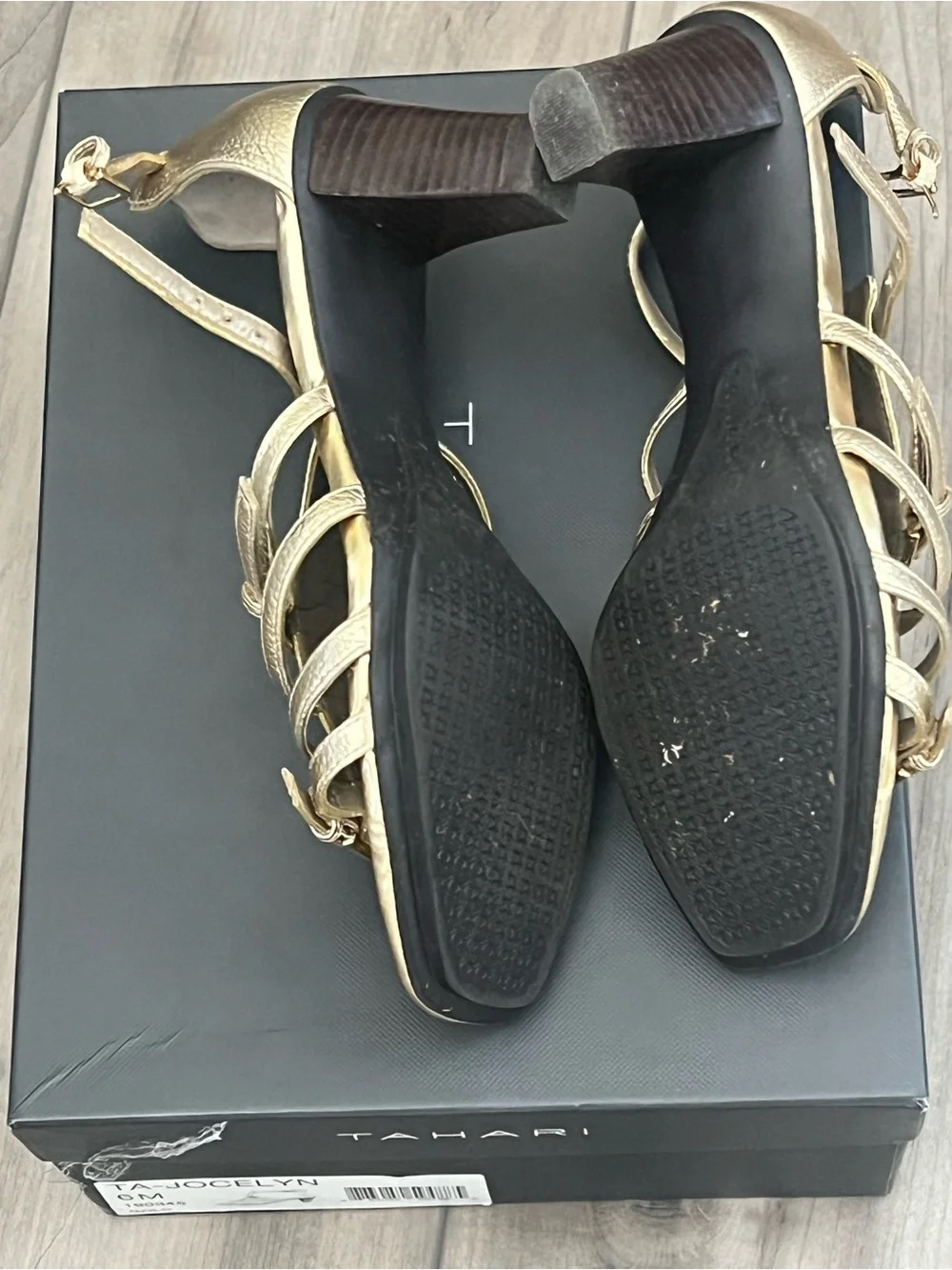 Tahari Metallic Gold Strappy Gladiator Sandals